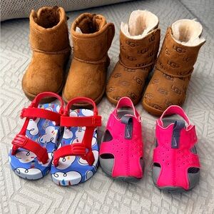 Bundle of 4 Pairs UGG boots/ Brown Toddler Boots/ Melissa & Nike Sandals